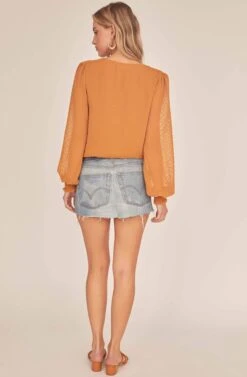 Dixie Wrap Top Bodysuit -Outlet Cozi Luxe Store ACT15781B GOLDEN HOUR 3A