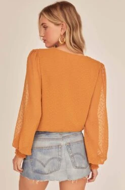 Dixie Wrap Top Bodysuit -Outlet Cozi Luxe Store ACT15781B GOLDEN HOUR 4A
