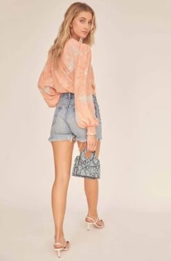 Dixie Floral Sketch Bodysuit -Outlet Cozi Luxe Store ACT15781 CORAL SKETCH FLORAL 3A