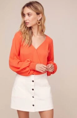 Essex Wrap Top 16 Essex Wrap Top -Outlet Cozi Luxe Store ACT15820 TANGERINE 2