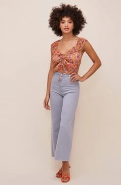 Rue Cinched Tie Front Top -Outlet Cozi Luxe Store ACT15911C PINKMULTIFLORAL 1