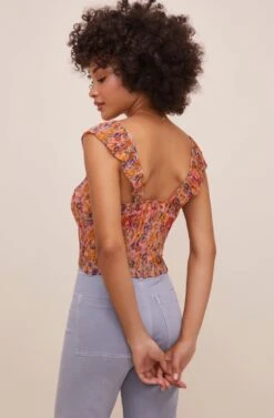 Rue Cinched Tie Front Top -Outlet Cozi Luxe Store ACT15911C PINKMULTIFLORAL 7