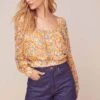 Willa Floral Top -Outlet Cozi Luxe Store ACT15914 TANGERINE MULTI FLORAL 3