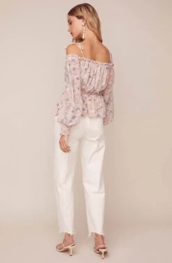 Harlee Floral Cold Shoulder Top -Outlet Cozi Luxe Store ACT15929 PEACH GREY FLORAL 3