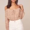 Nirvana Floral Off Shoulder Bodysuit 2 Nirvana Floral Off Shoulder Bodysuit -Outlet Cozi Luxe Store ACT15935 APRICOT BLK SKETCH FLORAL 2
