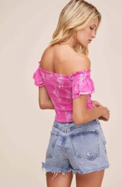 Bayou Floral Crop Top -Outlet Cozi Luxe Store ACT15998B AZALEA PINK FLORAL 3