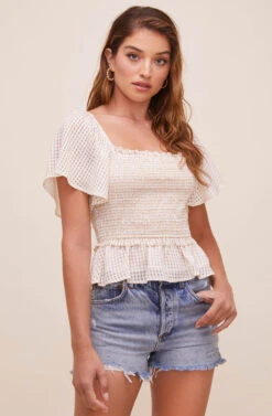 January Smocked Flutter Sleeve Top