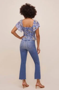 January Floral Smocked Peplum Top -Outlet Cozi Luxe Store ACT16012SF NAVYBLUEFLORAL 5