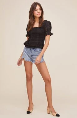 Retreat Eyelet Top 15 Retreat Eyelet Top -Outlet Cozi Luxe Store ACT16021 BLACK 1