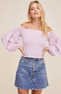 Hamptons Off Shoulder Top 15 Hamptons Off Shoulder Top -Outlet Cozi Luxe Store ACT16040 LILAC 3