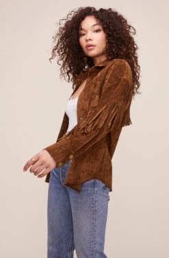 Etta Fringe Jacket -Outlet Cozi Luxe Store ACT16123 BROWN 3
