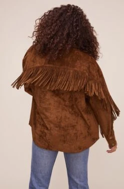 Etta Fringe Jacket -Outlet Cozi Luxe Store ACT16123 BROWN 6