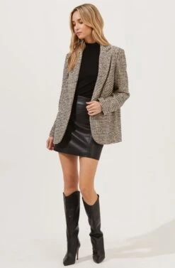 Harlow Houndstooth Oversized Blazer -Outlet Cozi Luxe Store ACT16133B HAZELNUT BLACKHOUNDSTOOTH 1