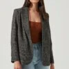 Harlow Herringbone Blazer -Outlet Cozi Luxe Store ACT16133H BROWN BLUEHERRINGBONE 2 NEW
