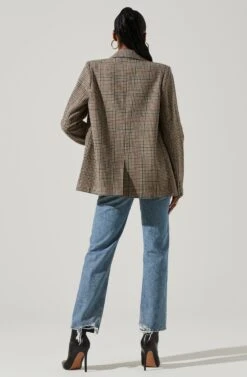 Harlow Plaid Blazer -Outlet Cozi Luxe Store ACT16133W BROWN GREENPLAID 5