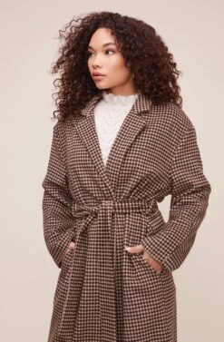 Roxanne Houndstooth Coat -Outlet Cozi Luxe Store ACT16166 MOCHA MULTI 3