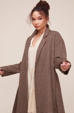 Roxanne Houndstooth Coat -Outlet Cozi Luxe Store ACT16166 MOCHA MULTI 8