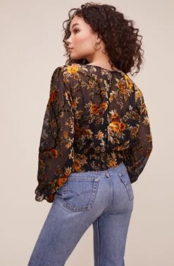 Nora Floral Top 11 Nora Floral Top -Outlet Cozi Luxe Store ACT16234BV BLACK GOLD MULTI FLORAL 5