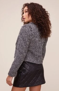 Perla Tweed Knit Blazer 11 Perla Tweed Knit Blazer -Outlet Cozi Luxe Store ACT16274 BLACK WHITE 5