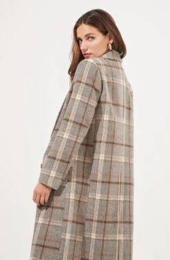 Raquel Plaid Double Breasted Coat -Outlet Cozi Luxe Store ACT16283B GREY BROWNPLAID 6