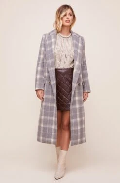Raquel Plaid Coat -Outlet Cozi Luxe Store ACT16283 BLUE GRAY MULTI PLAID 1