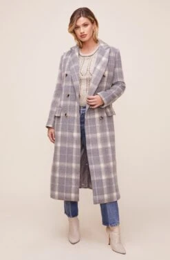 Raquel Plaid Coat -Outlet Cozi Luxe Store ACT16283 BLUE GRAY MULTI PLAID 5