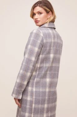 Raquel Plaid Coat -Outlet Cozi Luxe Store ACT16283 BLUE GRAY MULTI PLAID 8