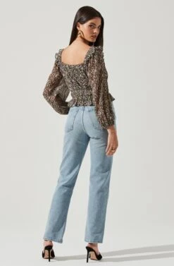 Elva Floral Ruffle Top -Outlet Cozi Luxe Store ACT16317B BLACK FUCHSIAMULTI 3