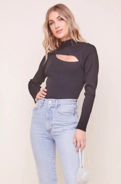 Sandra Mock Neck Bodysuit 15 Sandra Mock Neck Bodysuit -Outlet Cozi Luxe Store ACT16338 BLACK 2