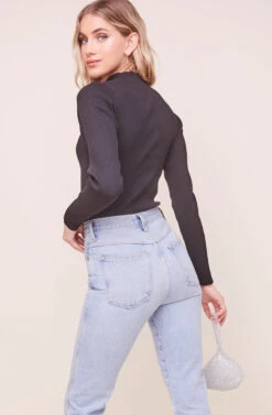 Sandra Mock Neck Bodysuit 19 Sandra Mock Neck Bodysuit -Outlet Cozi Luxe Store ACT16338 BLACK 3 2