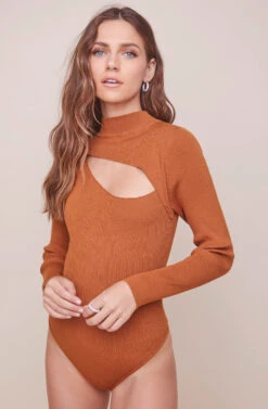 Sandra Mock Neck Bodysuit 14 Sandra Mock Neck Bodysuit -Outlet Cozi Luxe Store ACT16338 CHESTNUT 4