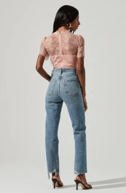 Lacie Bustier Short Sleeve Lace Bodysuit -Outlet Cozi Luxe Store ACT16438 BLUSH 1132 4