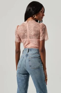 Lacie Bustier Short Sleeve Lace Bodysuit -Outlet Cozi Luxe Store ACT16438 BLUSH 1132 5