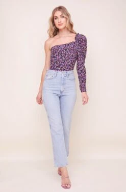 Isolde One Shoulder Bodysuit -Outlet Cozi Luxe Store ACT16445R004 PURPLE NAVYMULTI 1