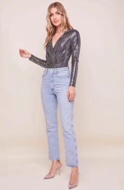 Tinsley Long Sleeve Wrap Bodysuit -Outlet Cozi Luxe Store ACT16453 BLACKDISCO 4