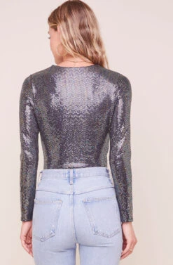 Tinsley Long Sleeve Wrap Bodysuit -Outlet Cozi Luxe Store ACT16453 BLACKDISCO 5 2