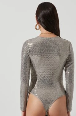 Tinsley Long Sleeve Wrap Bodysuit -Outlet Cozi Luxe Store ACT16453 CHAMPAGNE 0406