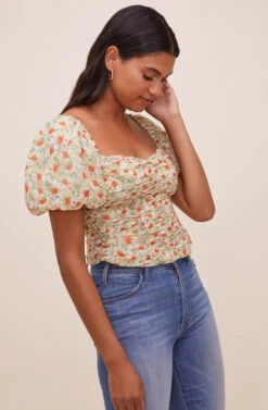 Tenley Floral Ruched Top -Outlet Cozi Luxe Store ACT16466 GREENREDDITSY 2