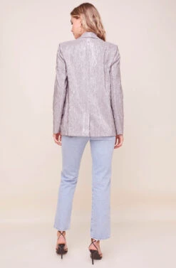 Ayla Metallic Plisse Blazer 10 Ayla Metallic Plisse Blazer -Outlet Cozi Luxe Store ACT16470 PEWTER 3