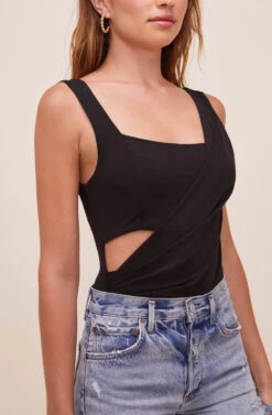 Cal Cutout Bodysuit -Outlet Cozi Luxe Store ACT16482 BLACK 5