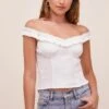 Tamaya Ruffle Smocked Top -Outlet Cozi Luxe Store ACT16601L OFFWHITE 5