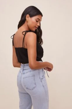 Aracely Smocked Crop Top -Outlet Cozi Luxe Store ACT16607 BLACK 6