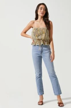 Flora Pleated Square Neck Top