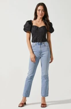 Gilmore Puff Sleeve Top -Outlet Cozi Luxe Store ACT16678 BLACK 1