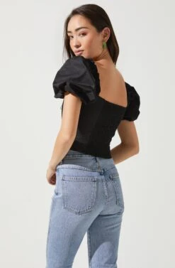 Gilmore Puff Sleeve Top -Outlet Cozi Luxe Store ACT16678 BLACK 3