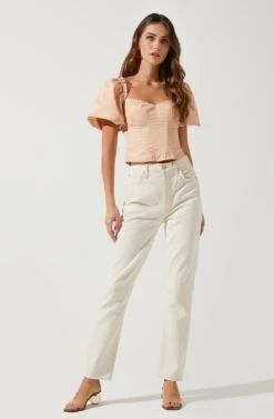 Gilmore Puff Sleeve Top -Outlet Cozi Luxe Store ACT16678 BLUSH 1