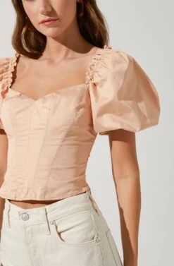 Gilmore Puff Sleeve Top -Outlet Cozi Luxe Store ACT16678 BLUSH 3