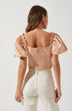 Gilmore Puff Sleeve Top -Outlet Cozi Luxe Store ACT16678 BLUSH 4