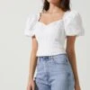 Gilmore Puff Sleeve Top -Outlet Cozi Luxe Store ACT16678 WHITE 2