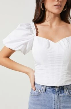 Gilmore Puff Sleeve Top -Outlet Cozi Luxe Store ACT16678 WHITE 3